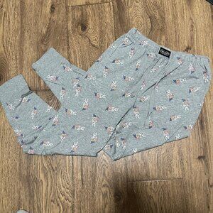 Polo Bear Ralph Lauren Men’s Unisex USA Flag Jogger Sleep Lounge Pants Gray Sz S